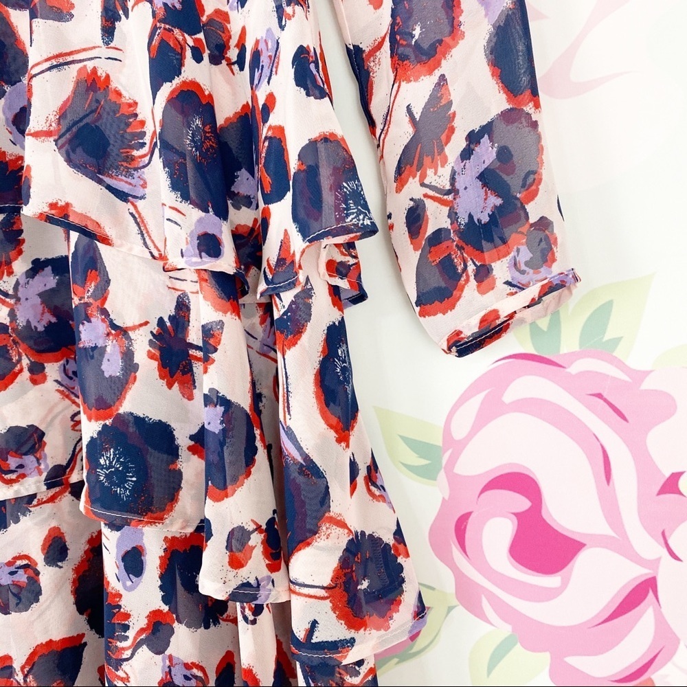 NEW H&M Printed Floral Ruffle Midi Dress 2 - Picture 4 of 8